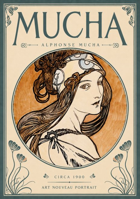 Mucha Art Nouveau Portrait I No5 - Affiche