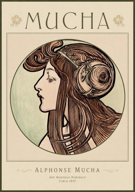 Mucha Art Nouveau Portrait II No1 - Affiche