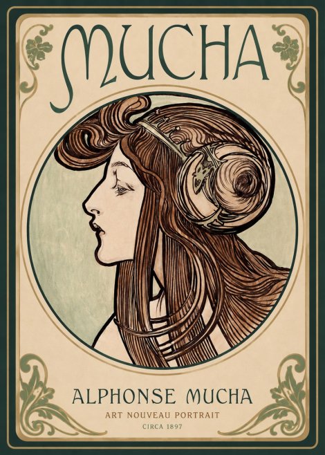 Mucha Art Nouveau Portrait II No2 - Affiche