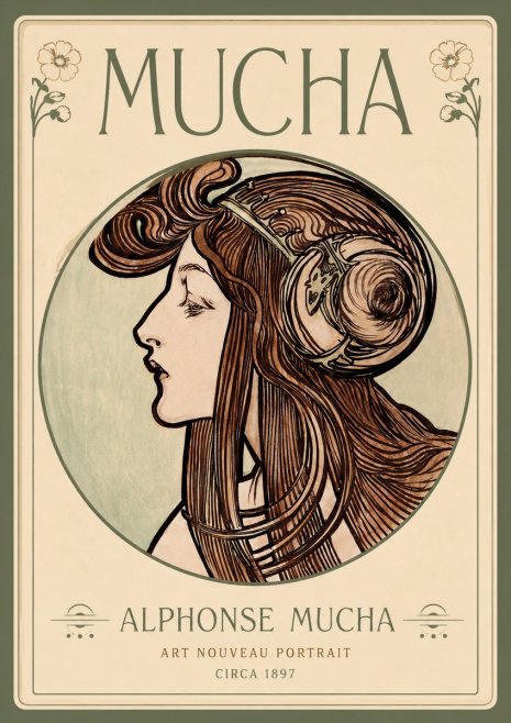 Mucha Art Nouveau Portrait II No4 - Affiche