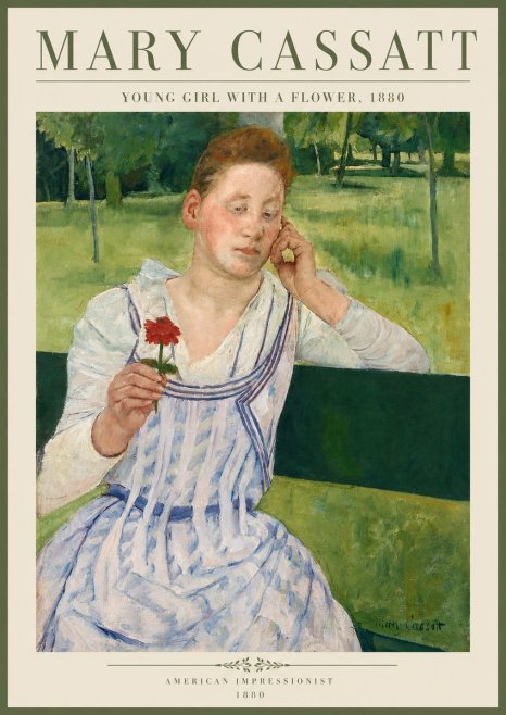 Mary Cassatt Young Girl with a Flower No4 - Affiche