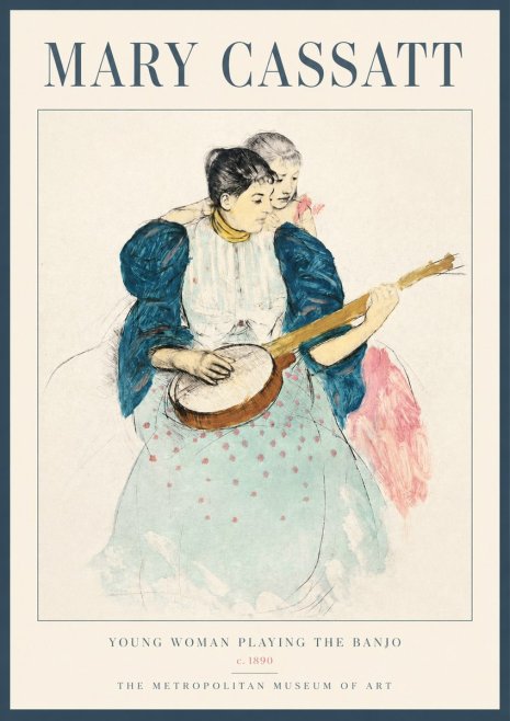 Mary Cassatt Young Woman Playing the Banjo No2 - Affiche