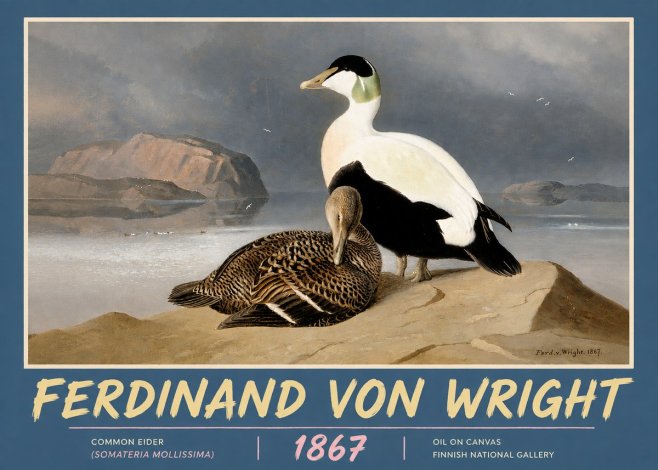 Ferdinand von Wright Common Eider (Somateria Mollissima) No5 - Affiche