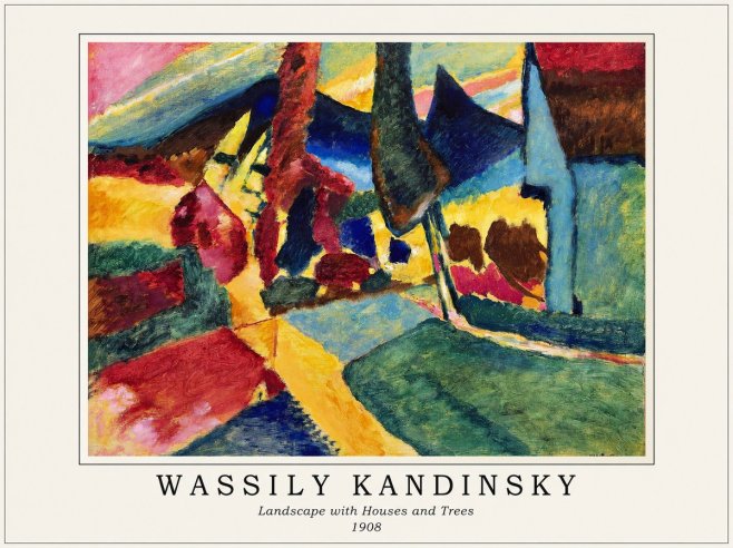 Kandinsky Landscape with Houses and Trees No1 - Affiche