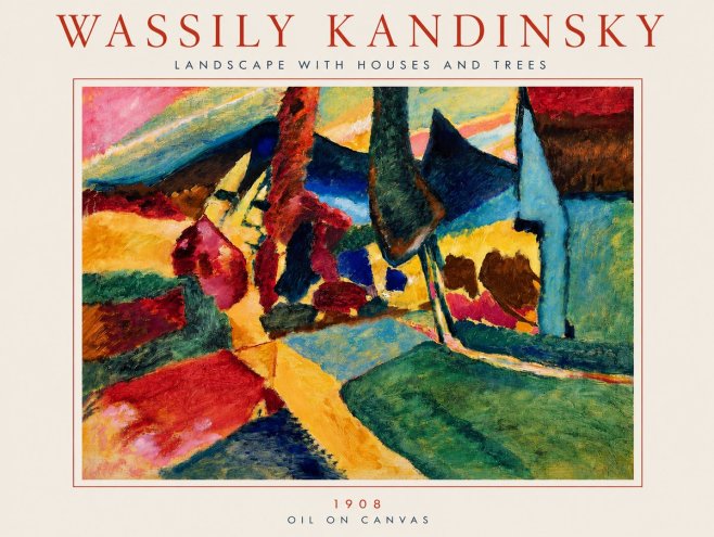 Kandinsky Landscape with Houses and Trees No3 - Affiche