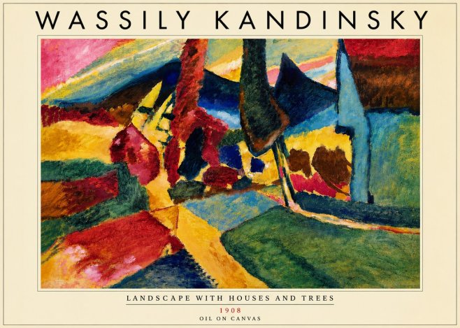 Kandinsky Landscape with Houses and Trees No5 - Affiche