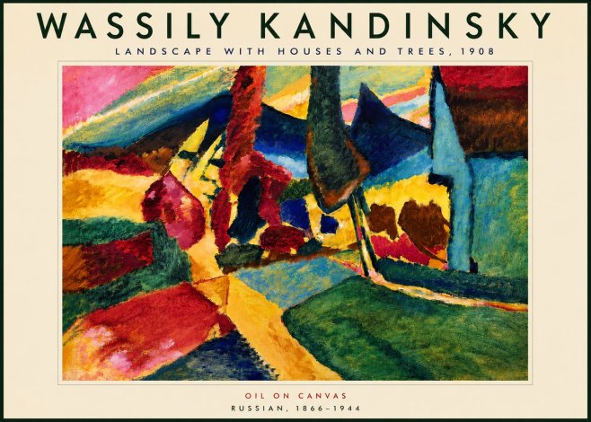 Kandinsky Landscape with Houses and Trees No6 - Affiche