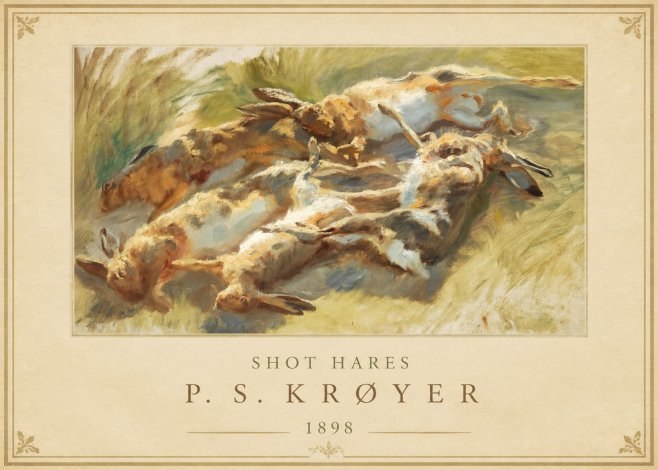 P.S. Krøyer Shot Hares No1 - Affiche
