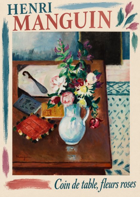 Henri Manguin Coin De Table, Fleurs Roses No2 - Affiche