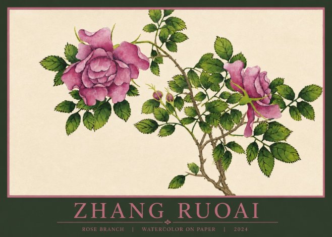 Zhang Ruoai Rose Branch No4 - Affiche