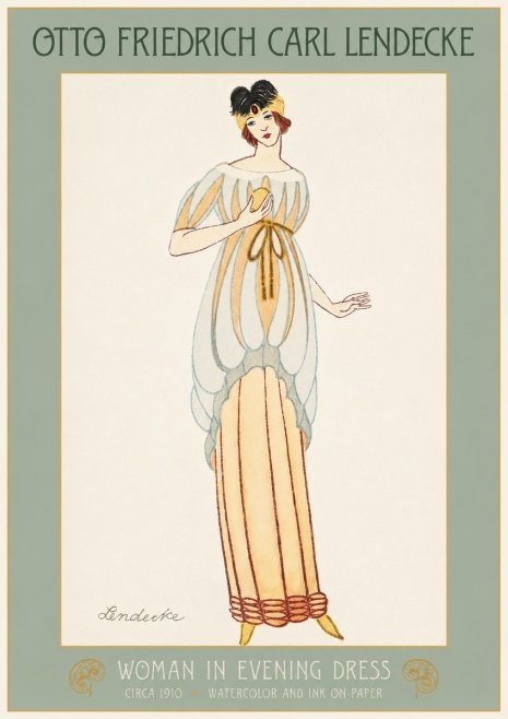 Otto Friedrich Carl Lendecke Woman in Evening Dress No2 - Affiche