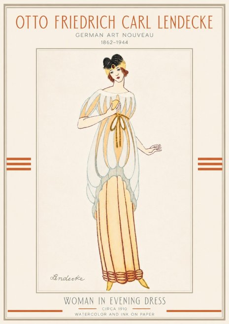 Otto Friedrich Carl Lendecke Woman in Evening Dress No3 - Affiche