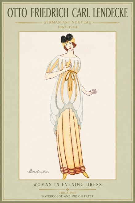 Otto Friedrich Carl Lendecke Woman in Evening Dress No5 - Affiche