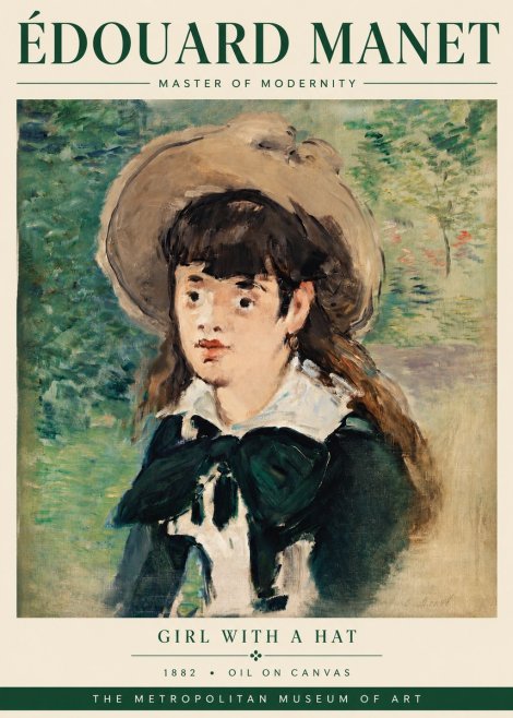 Édouard Manet Girl with a Hat No3 - Affiche