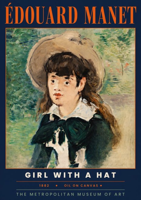 Édouard Manet Girl with a Hat No4 - Affiche