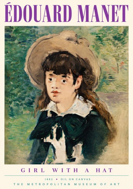 Édouard Manet Girl with a Hat No5 - Affiche