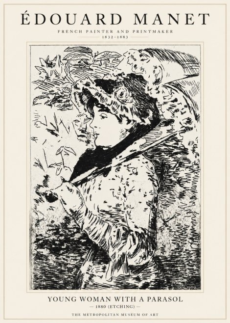 Édouard Manet Young Woman with a Parasol No1 - Affiche