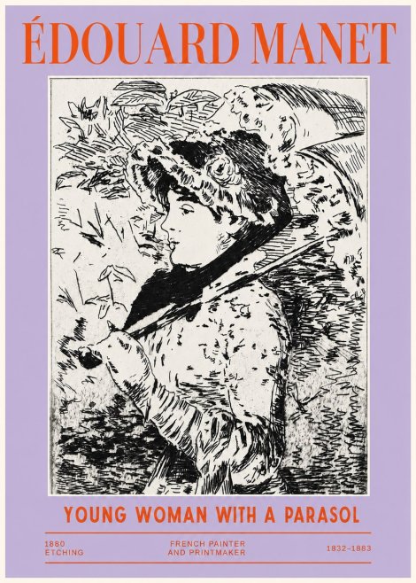 Édouard Manet Young Woman with a Parasol No2 - Affiche