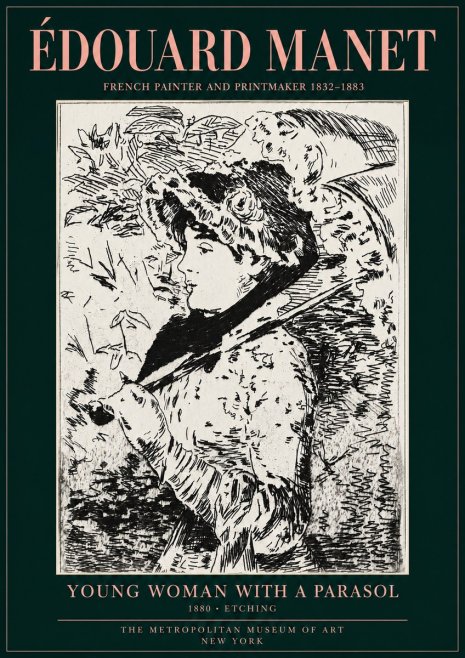 Édouard Manet Young Woman with a Parasol No3 - Affiche