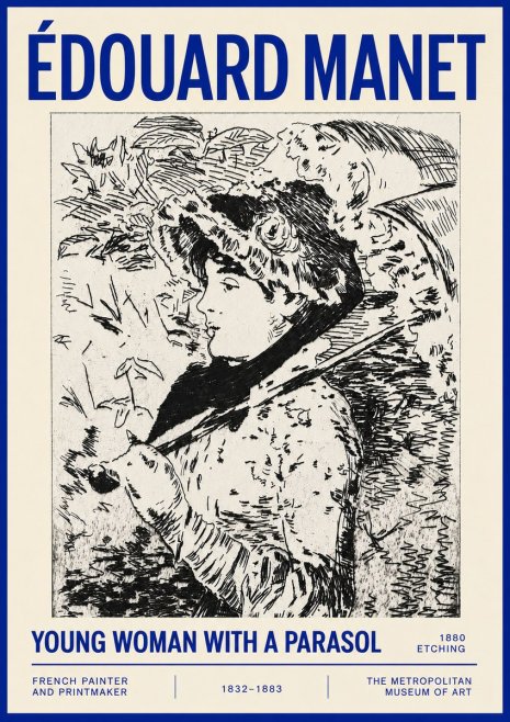 Édouard Manet Young Woman with a Parasol No4 - Affiche