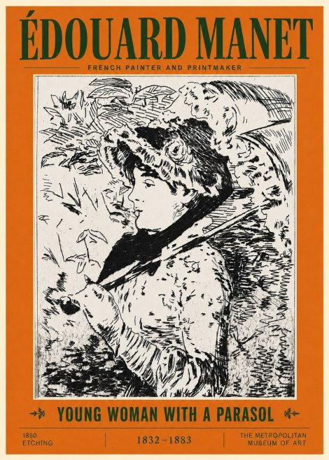 Édouard Manet Young Woman with a Parasol No5 - Affiche
