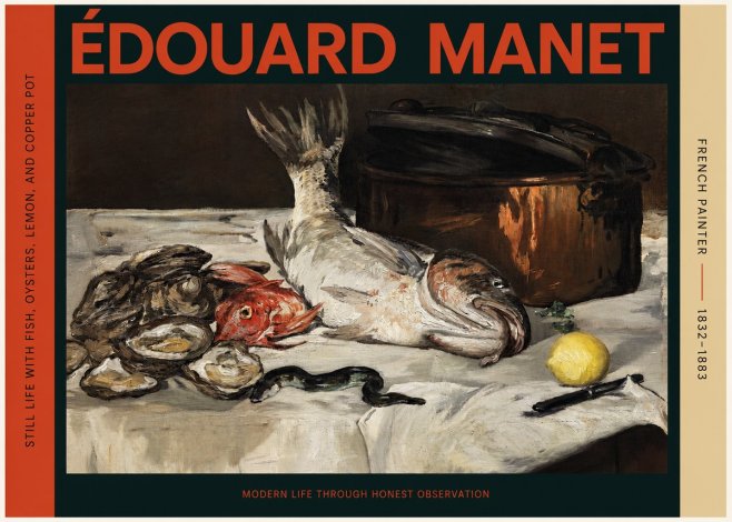Édouard Manet Still Life with Fish, Oysters, Lemon, and Copper Pot No2 - Affiche
