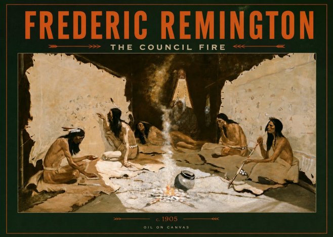 Frederic Remington The Council Fire I No2 - Affiche