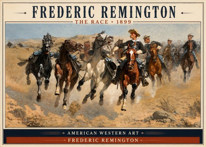 Frederic Remington The Race I No4 - Affiche