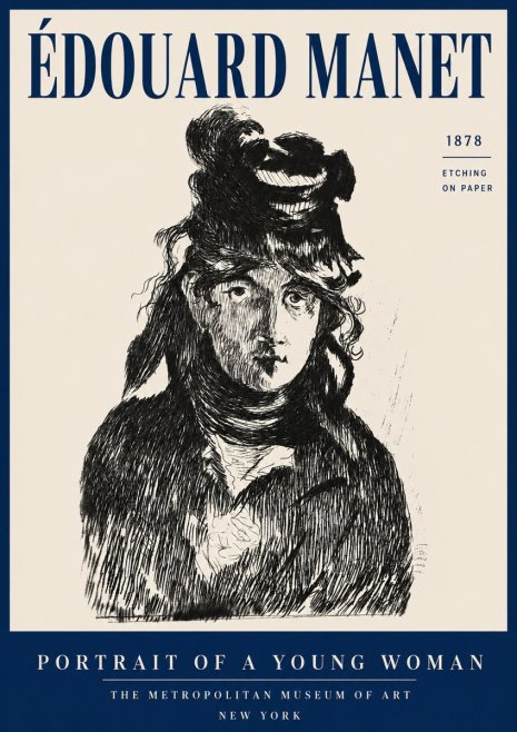 Édouard Manet Portrait of a Young Woman I No4 - Affiche