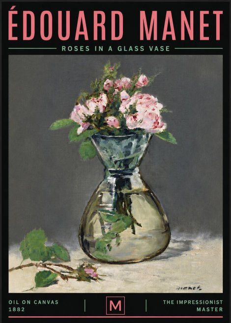 Édouard Manet Roses in a Glass Vase II No6 - Affiche