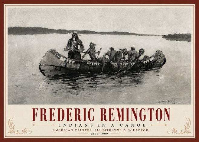Frederic Remington Indians in a Canoe No6 - Affiche