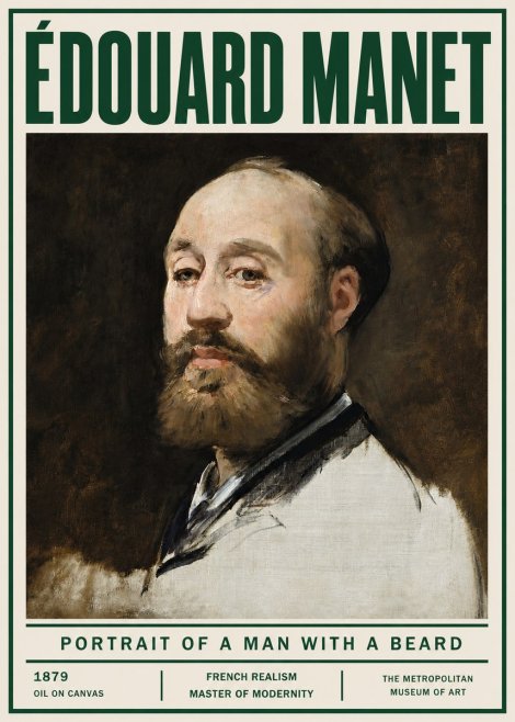 Édouard Manet Portrait of a Man with a Beard No4 - Affiche