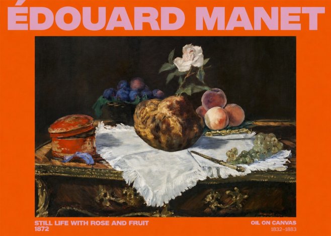 Édouard Manet Still Life with Rose and Fruit No2 - Affiche