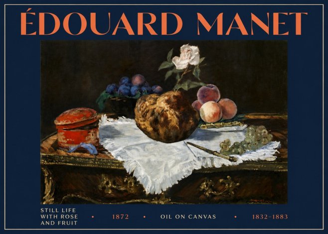 Édouard Manet Still Life with Rose and Fruit No4 - Affiche
