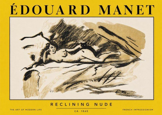 Édouard Manet Reclining Nude No3 - Affiche
