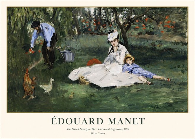 Édouard Manet The Monet Family in Their Garden at Argenteuil, 1874 No1 - Affiche