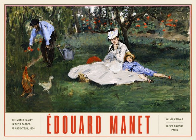 Édouard Manet The Monet Family in Their Garden at Argenteuil, 1874 No5 - Affiche