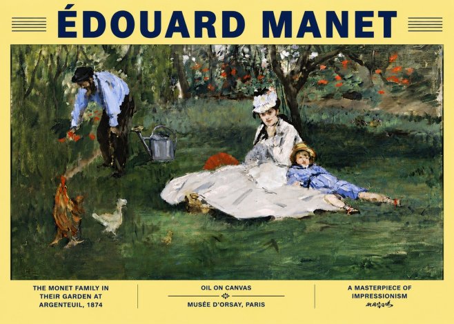 Édouard Manet The Monet Family in Their Garden at Argenteuil, 1874 No6 - Affiche