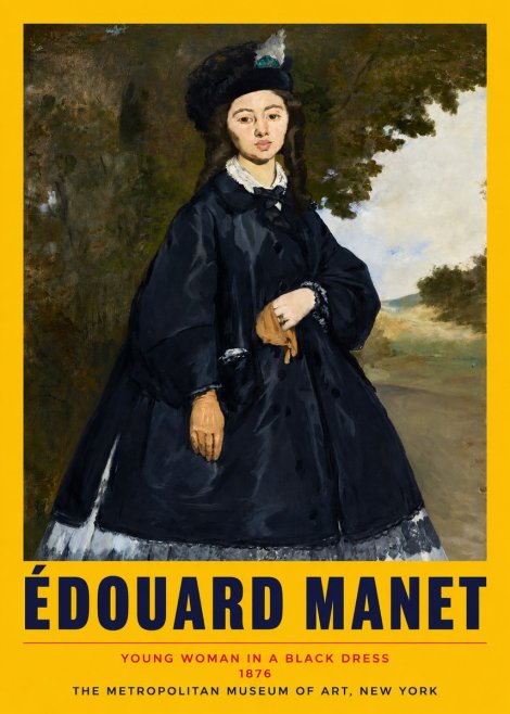 Édouard Manet Young Woman in a Black Dress No2 - Affiche