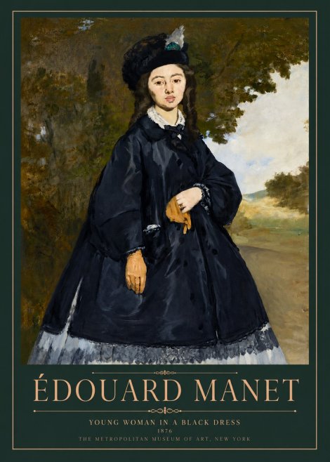 Édouard Manet Young Woman in a Black Dress No3 - Affiche