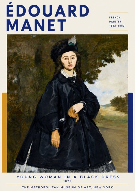 Édouard Manet Young Woman in a Black Dress No6 - Affiche