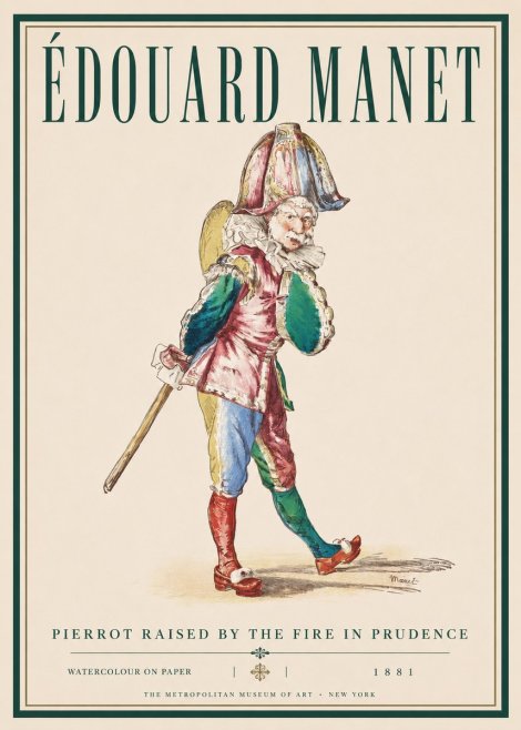 Édouard Manet Pierrot Raised by the Fire in Prudence No3 - Affiche