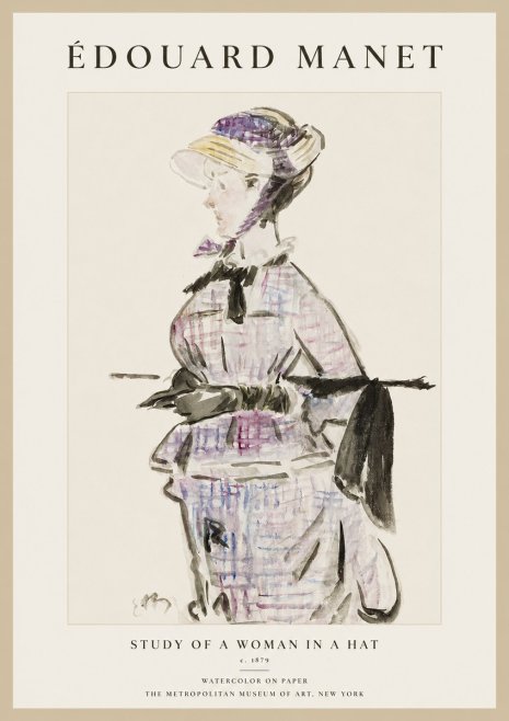 Édouard Manet Study of a Woman in a Hat No1 - Affiche