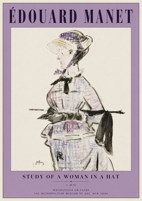 Édouard Manet Study of a Woman in a Hat No2 - Affiche