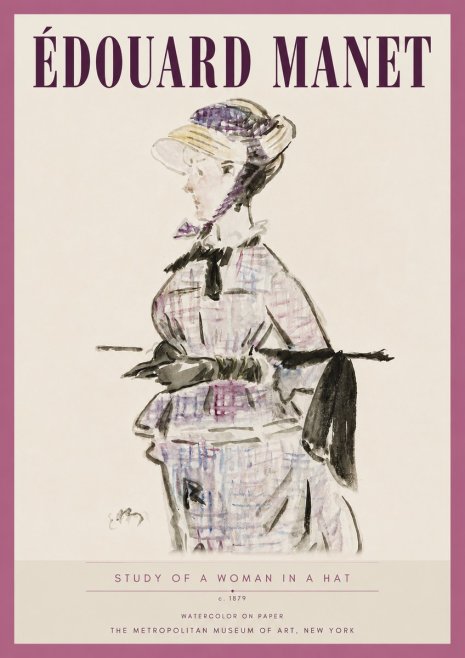 Édouard Manet Study of a Woman in a Hat No4 - Affiche