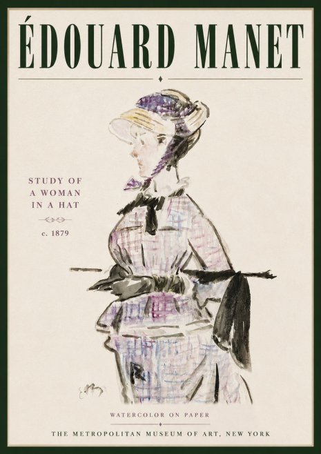 Édouard Manet Study of a Woman in a Hat No5 - Affiche