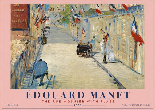Édouard Manet The Rue Mosnier with Flags No6 - Affiche