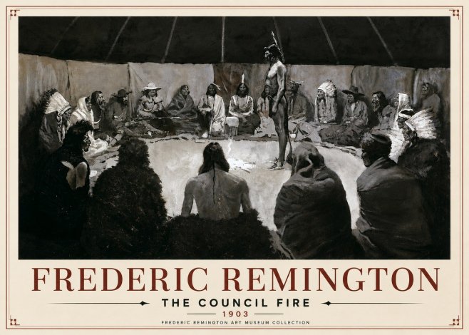 Frederic Remington The Council Fire II No6 - Affiche