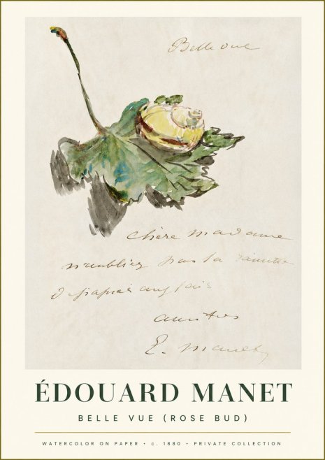 Édouard Manet A Rosebud with Leaf No2 - Affiche