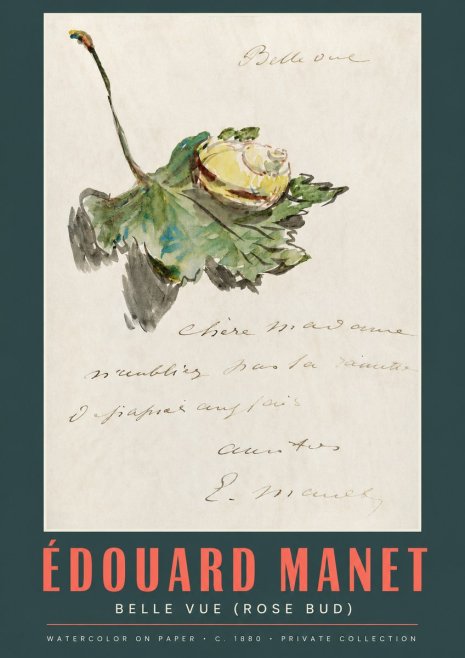 Édouard Manet A Rosebud with Leaf No3 - Affiche